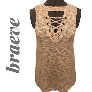 Braeve Knit Lace-Up Sleeveless Sweater M